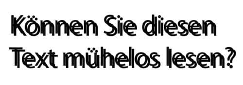 Grauer Star Test lesen Schrift mit Schlagschatten Grauer Star Test lesen Schrift mit Schlagschatten